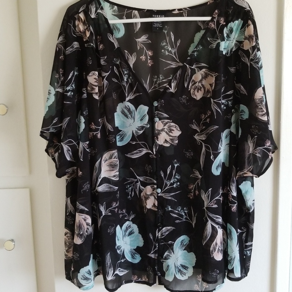 Plus Size Torrid Floral Chiffon Blouse